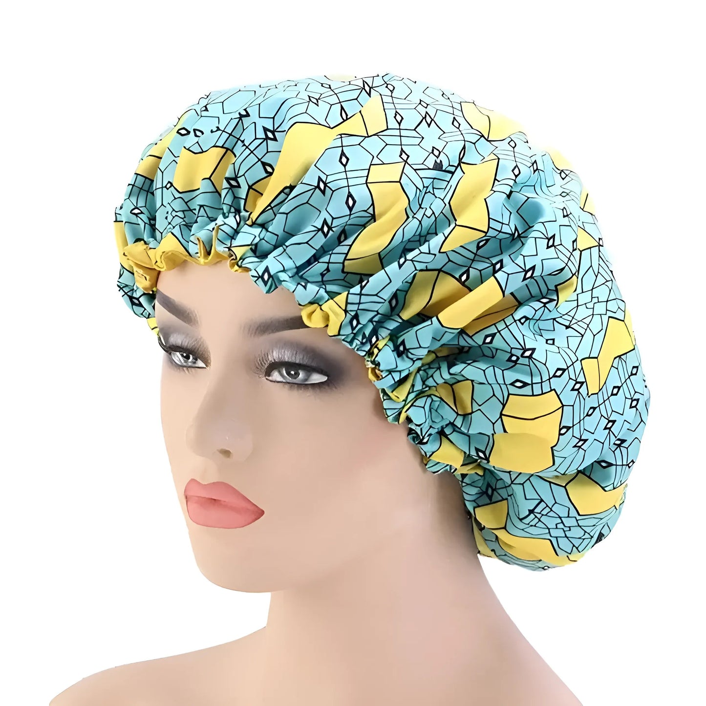Vert Bonnet de sommeil en satin avec motifs