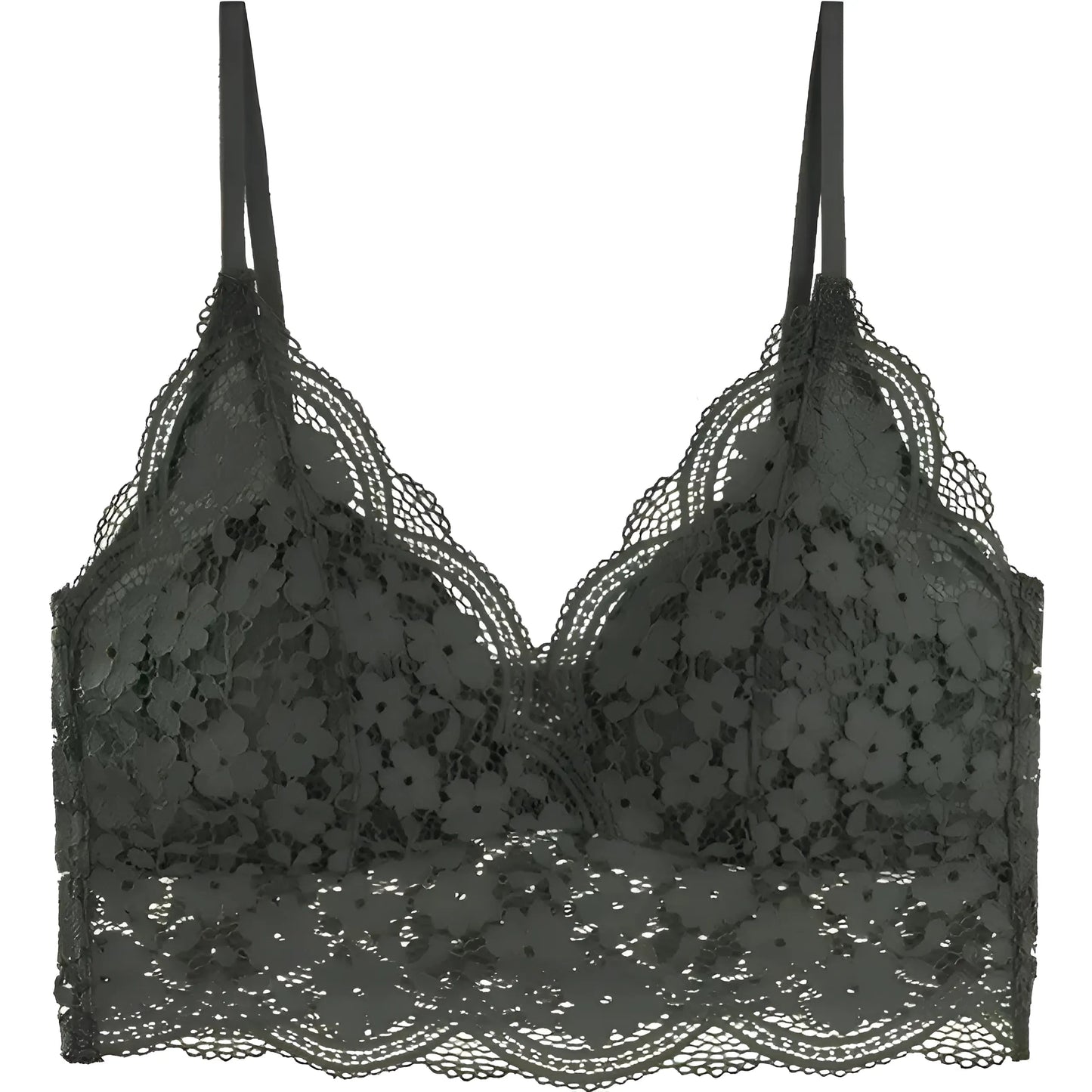 Vert Bralette en dentelle avec fines bretelles