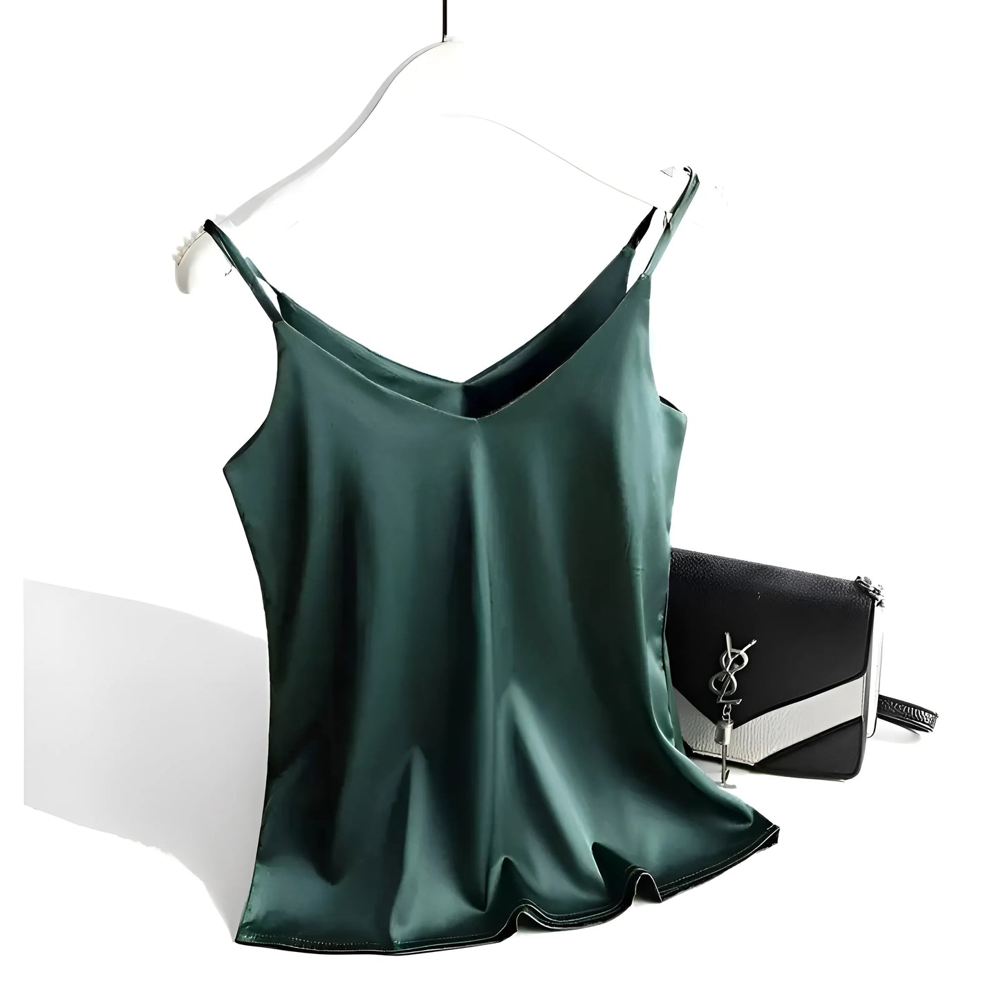 Vert Camisole en satin de soie pour femmes