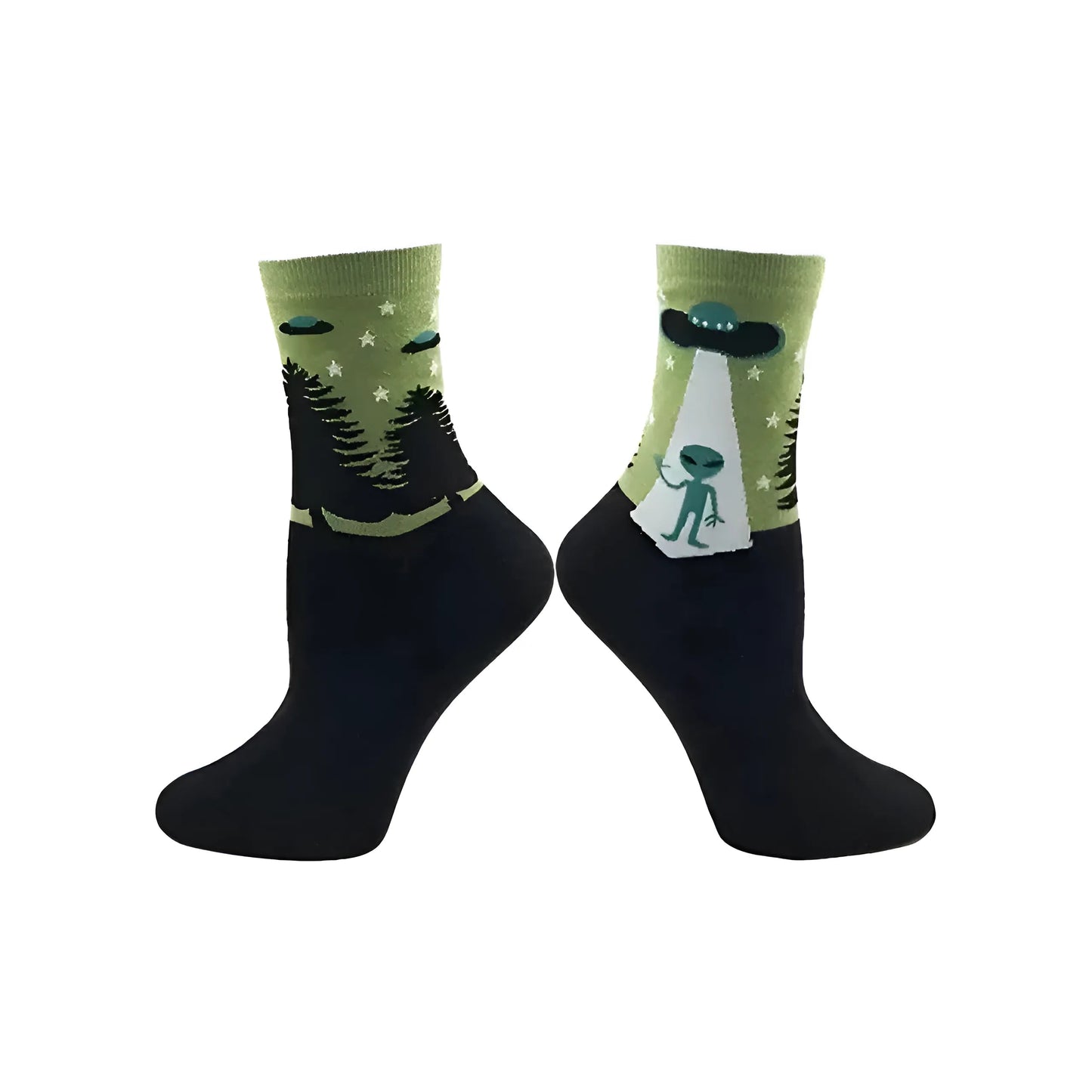 Vert Chaussettes longues avec des imprimés colorés