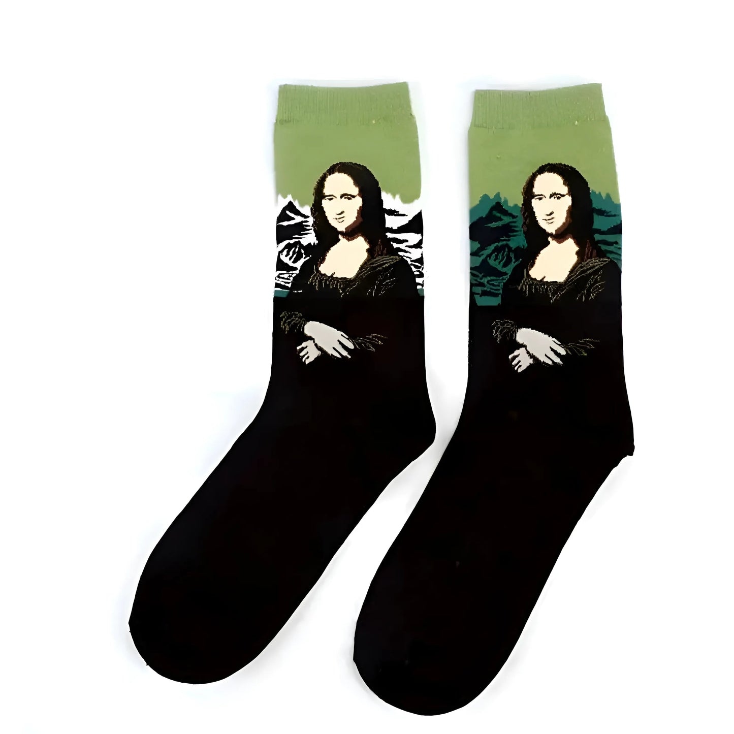 Vert Chaussettes longues avec des motifs artistiques