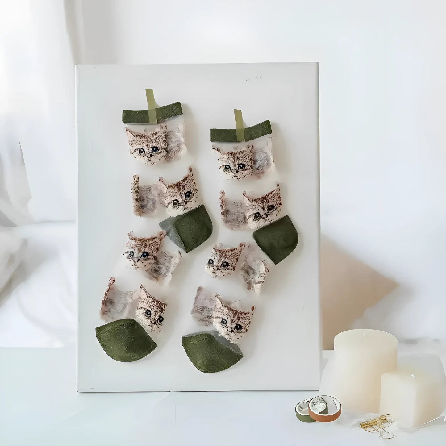 Vert Chaussettes longues transparentes pour chats