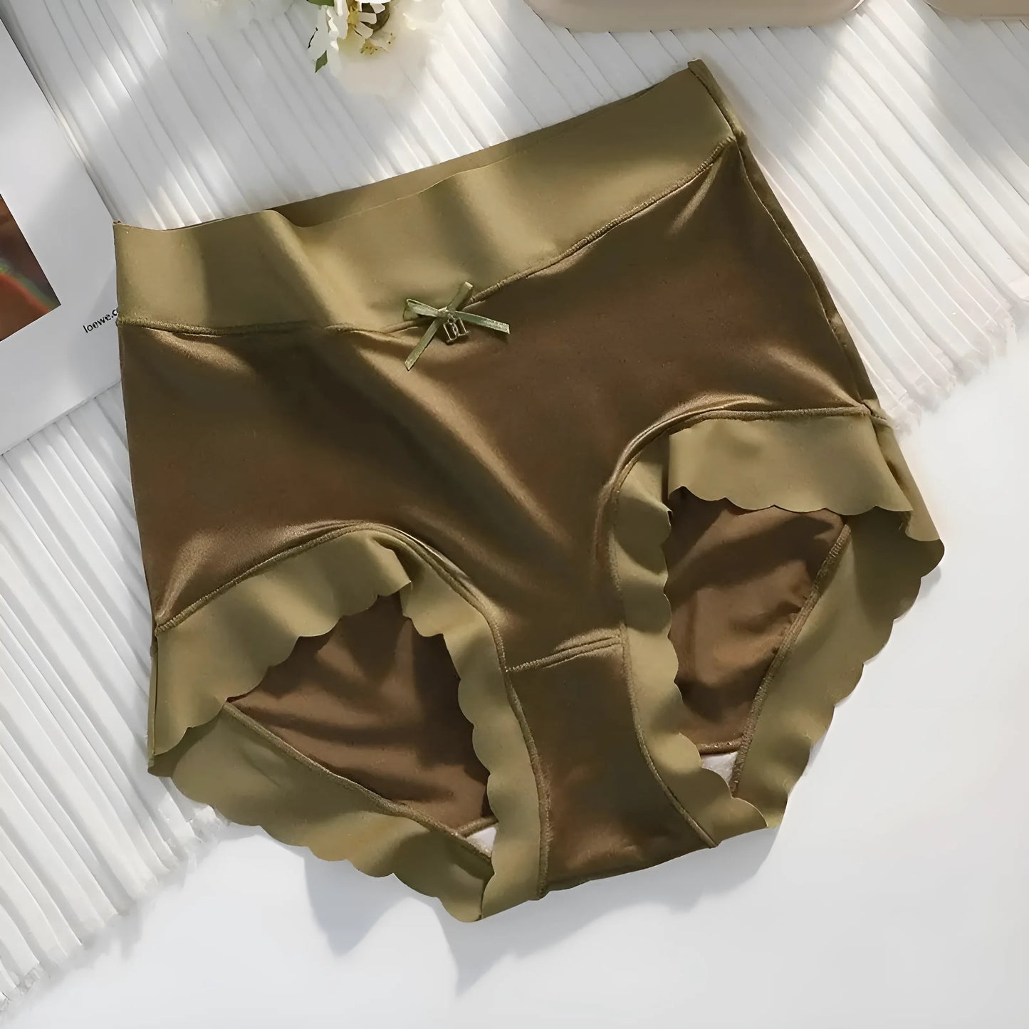 Vert Culottes taille haute sans couture avec détail en nœud