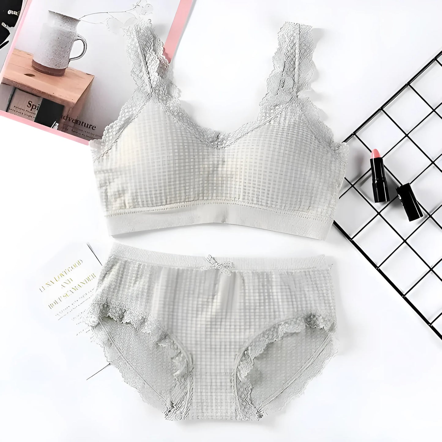 Vert Ensemble de lingerie avec dentelle