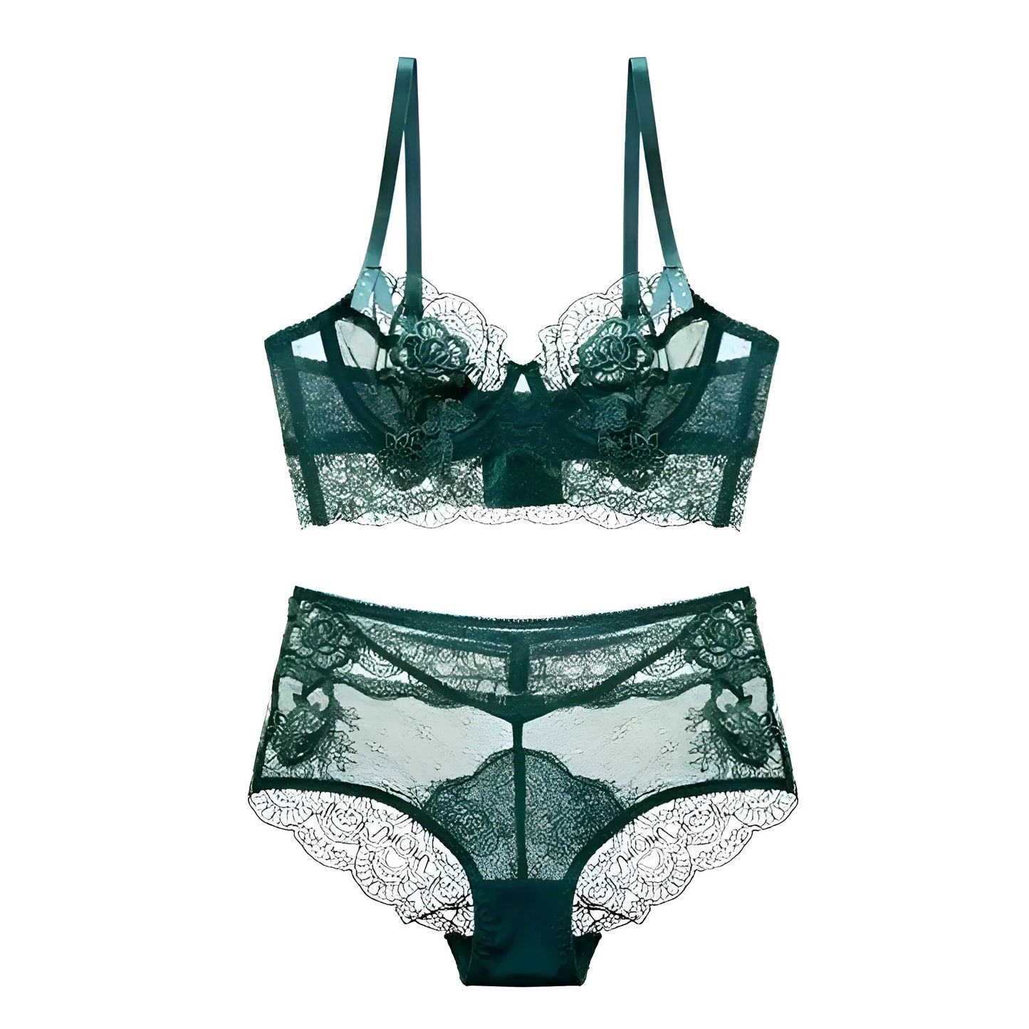 Vert Ensemble de lingerie en dentelle