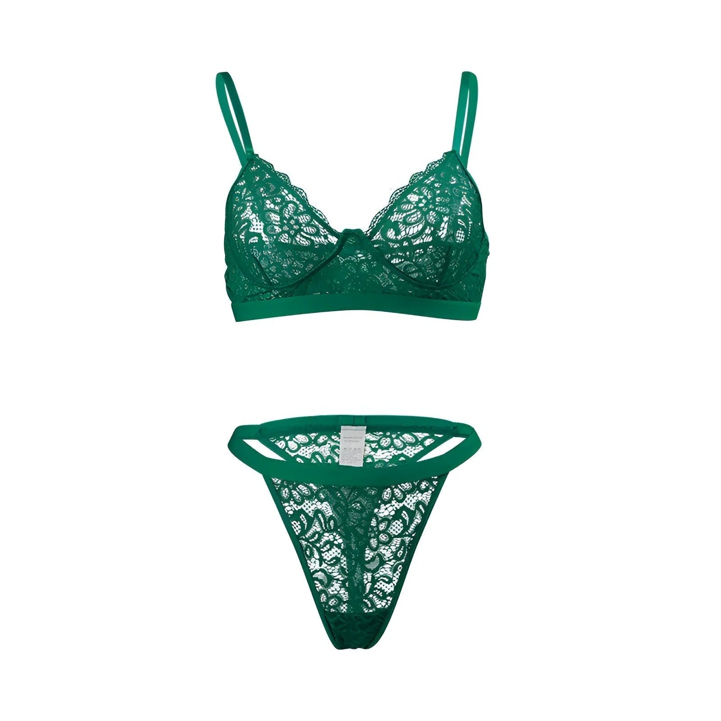 Vert Ensemble de lingerie en dentelle avec des bretelles fines délicates