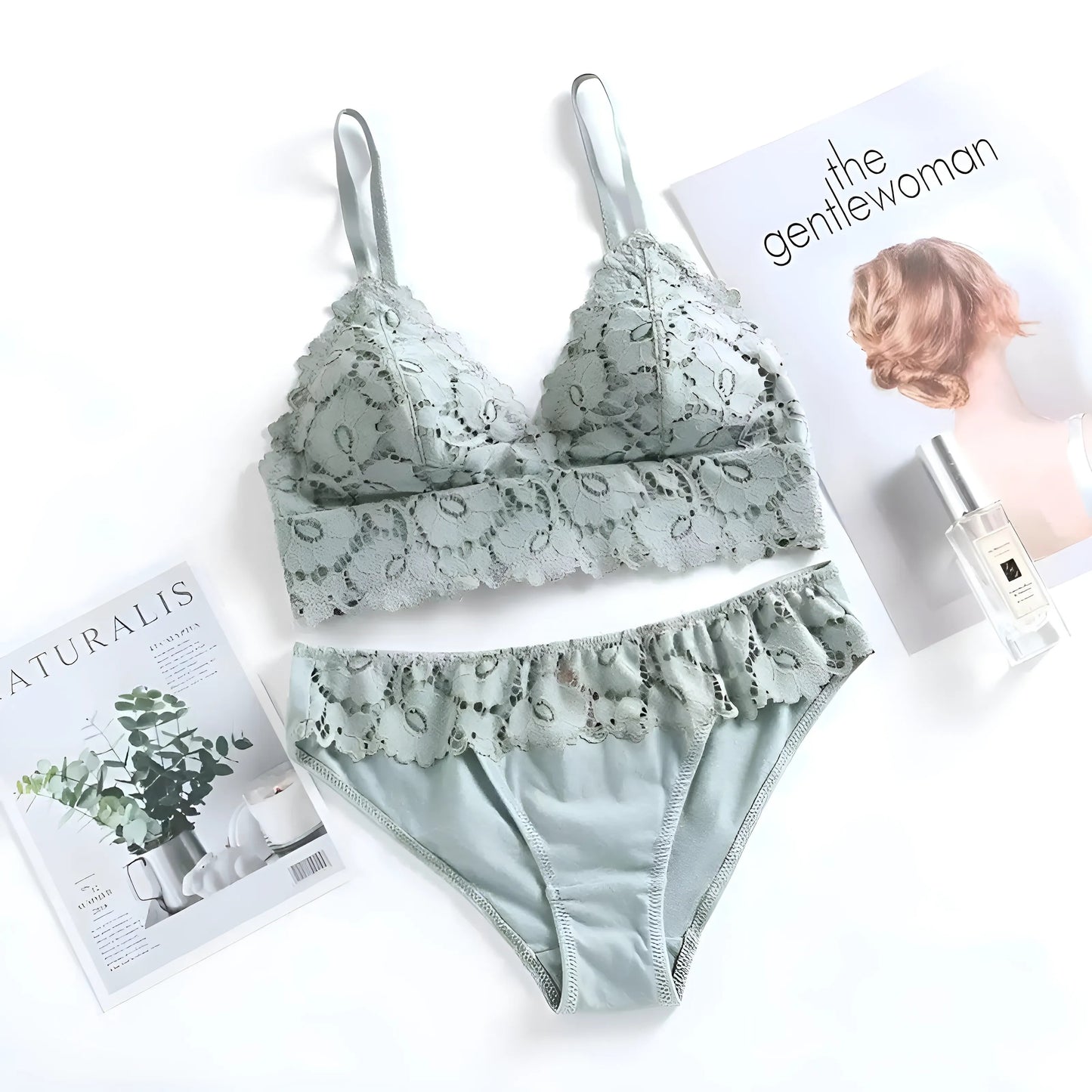 Vert Ensemble de lingerie en dentelle avec motif floral