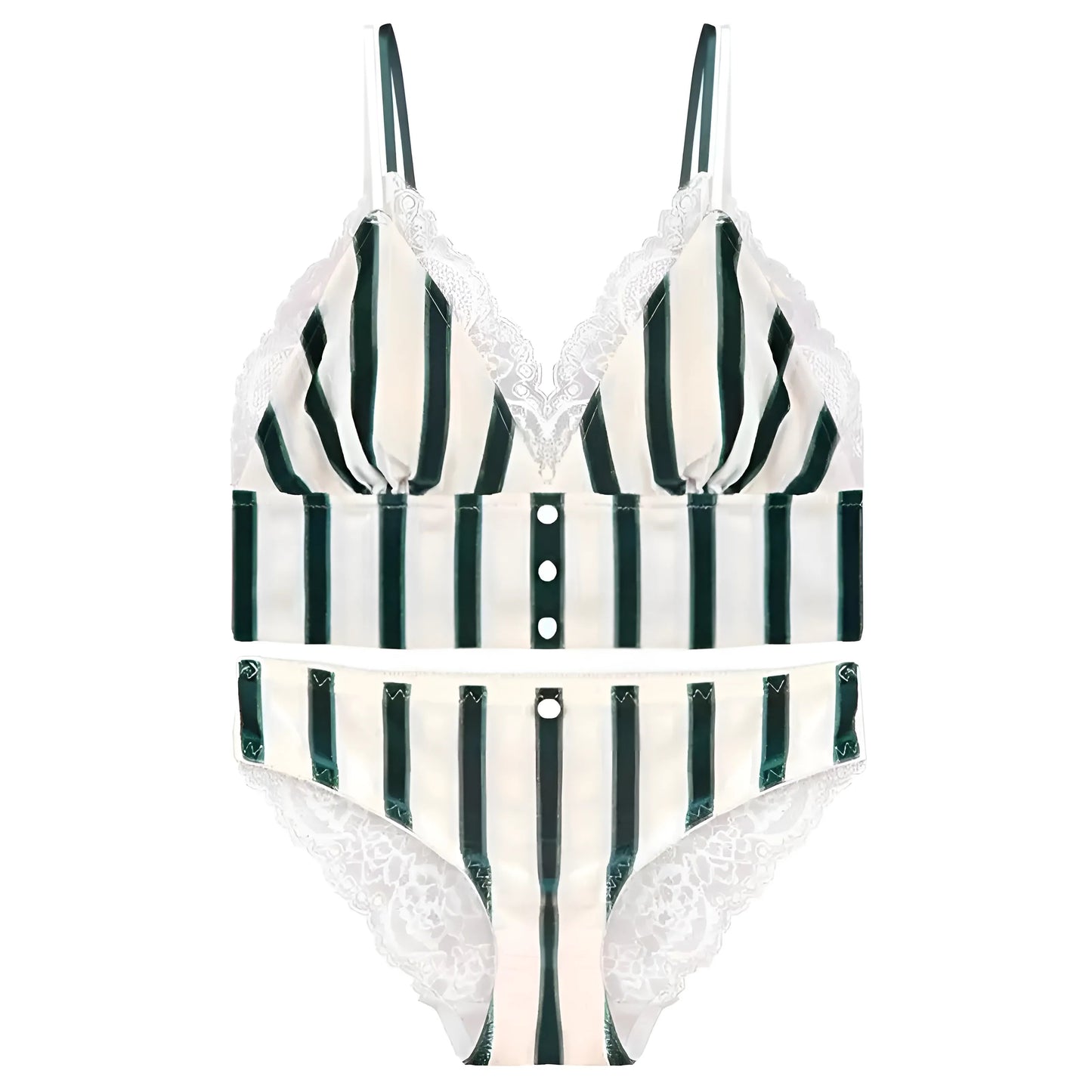 Vert Ensemble de lingerie rayé