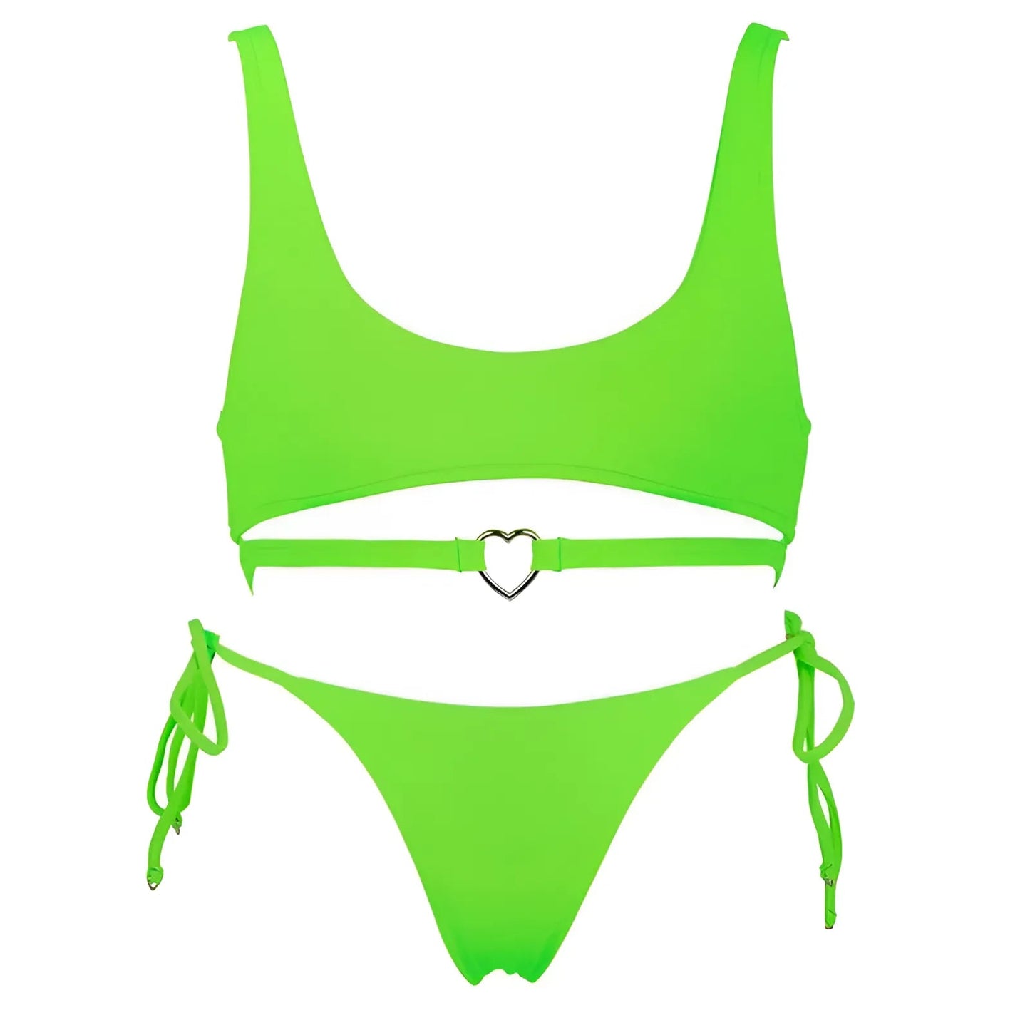 Vert Maillot de bain deux pièces avec bande sous la poitrine