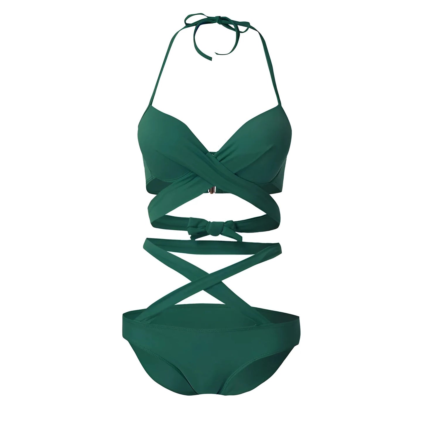 Vert Maillot de bain deux pièces avec bretelles