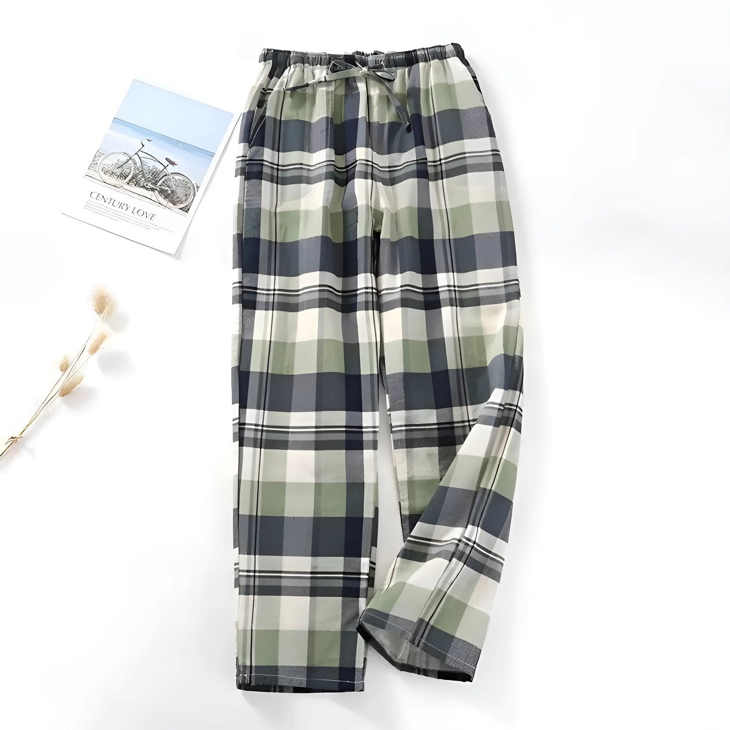 Vert Pantalons de pyjama à carreaux