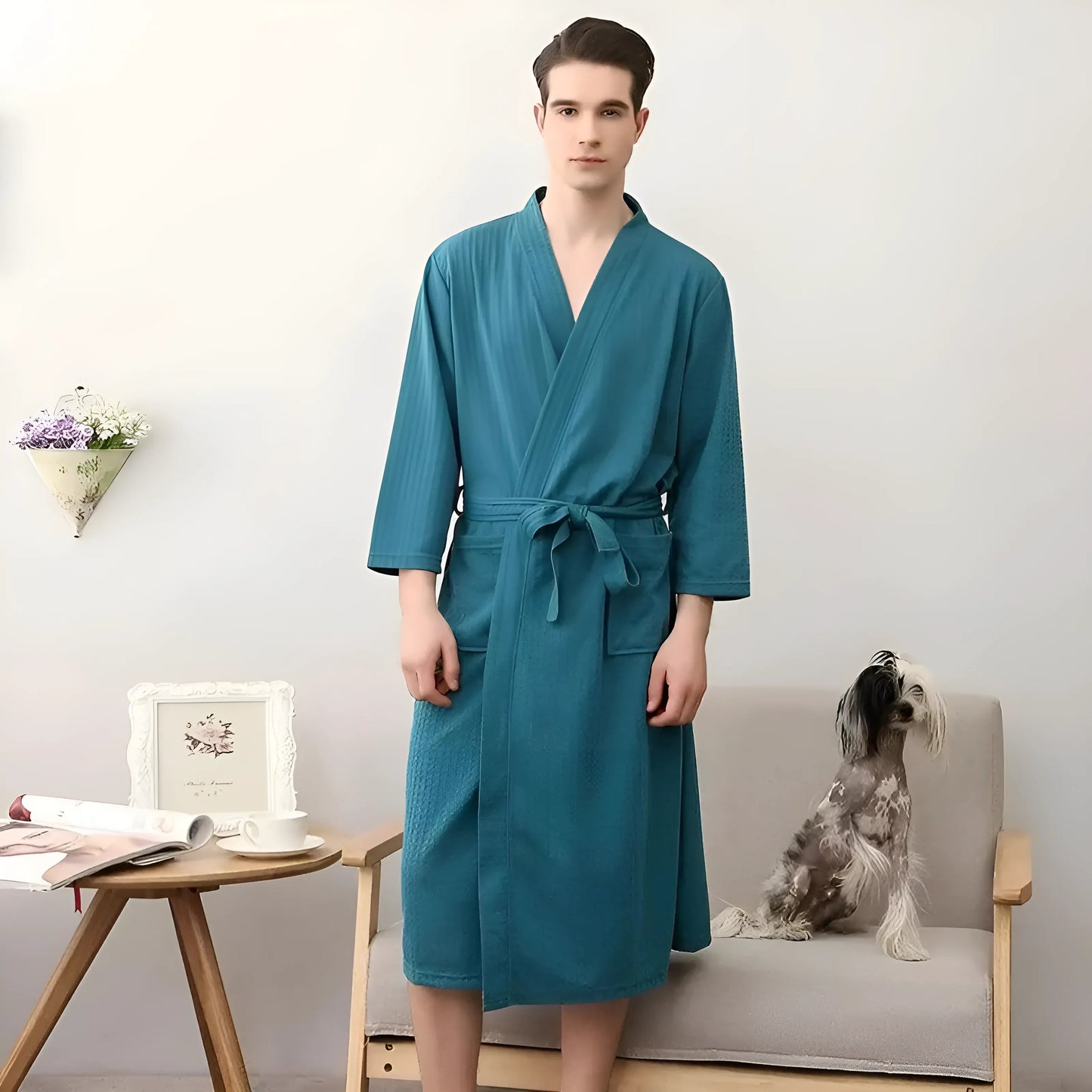 Vert Peignoir de bain classique pour homme