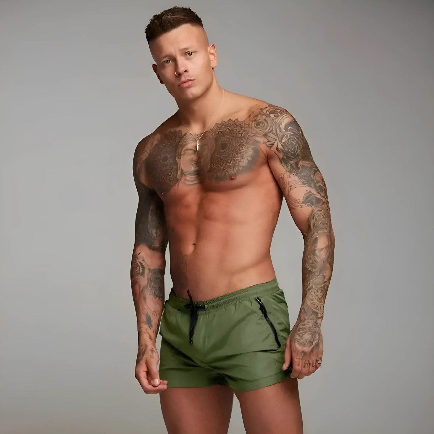Vert Shorts de bain pour hommes avec poche