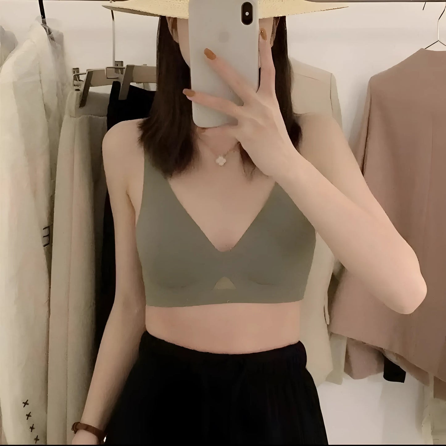 Vert Soutien-gorge à coque triangulaire sans couture