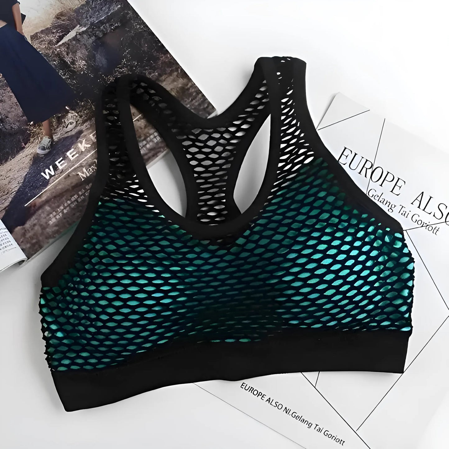 Vert Soutien-gorge de sport avec détail en mesh