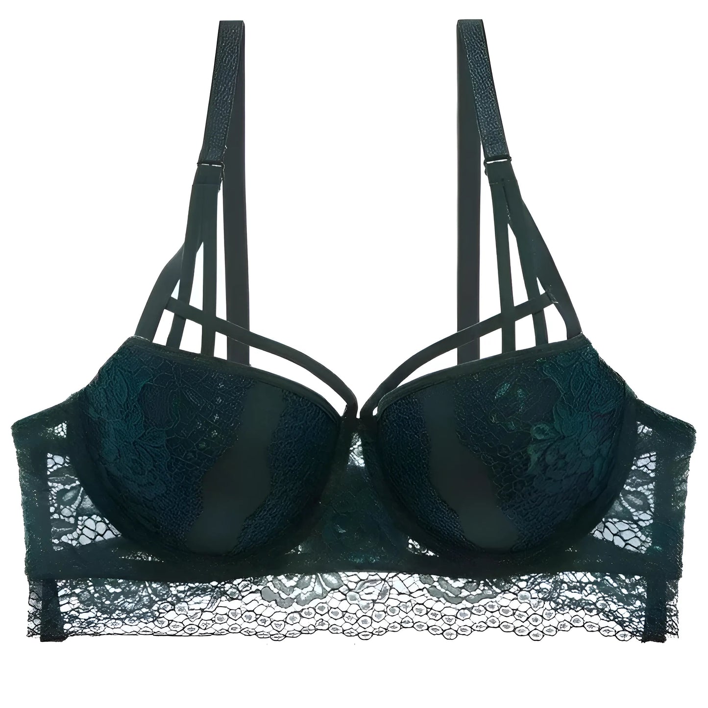 Vert Soutien-gorge push-up en dentelle avec bretelles décoratives