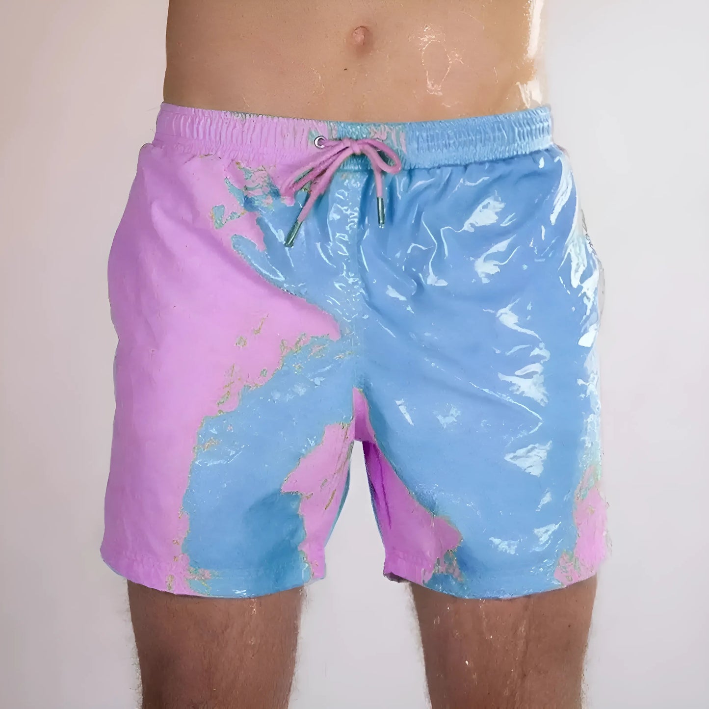 Violet-Bleu Shorts de bain pour hommes à couleur changeante