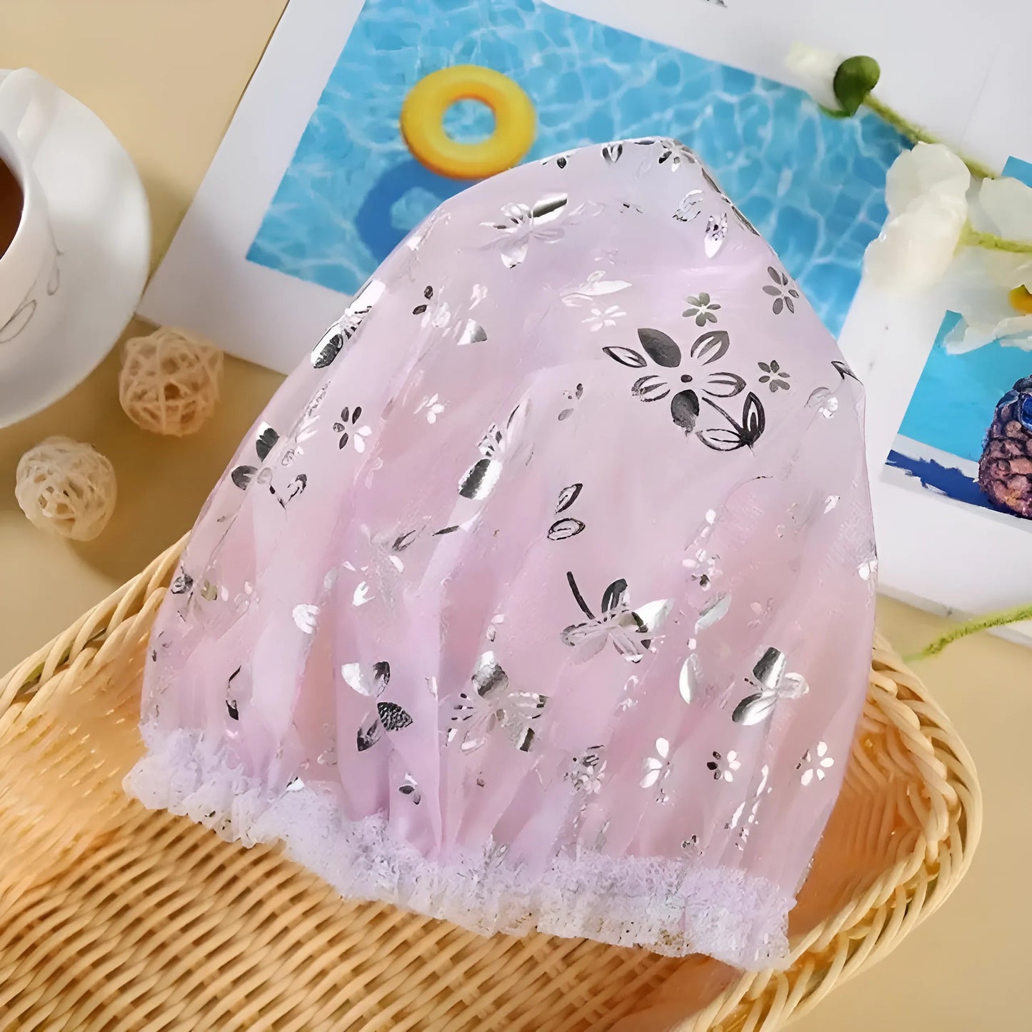 Violet Bonnet de bain fleuri