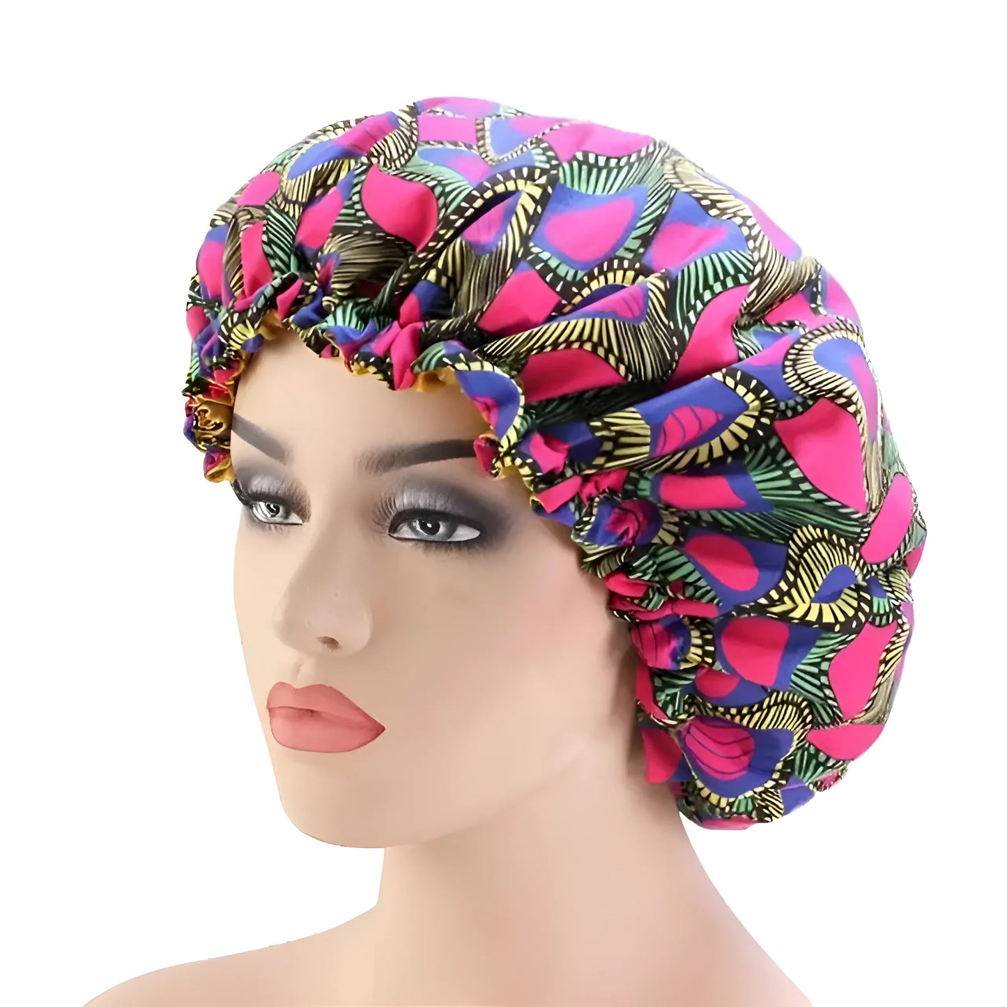 Violet Bonnet de sommeil en satin avec motifs