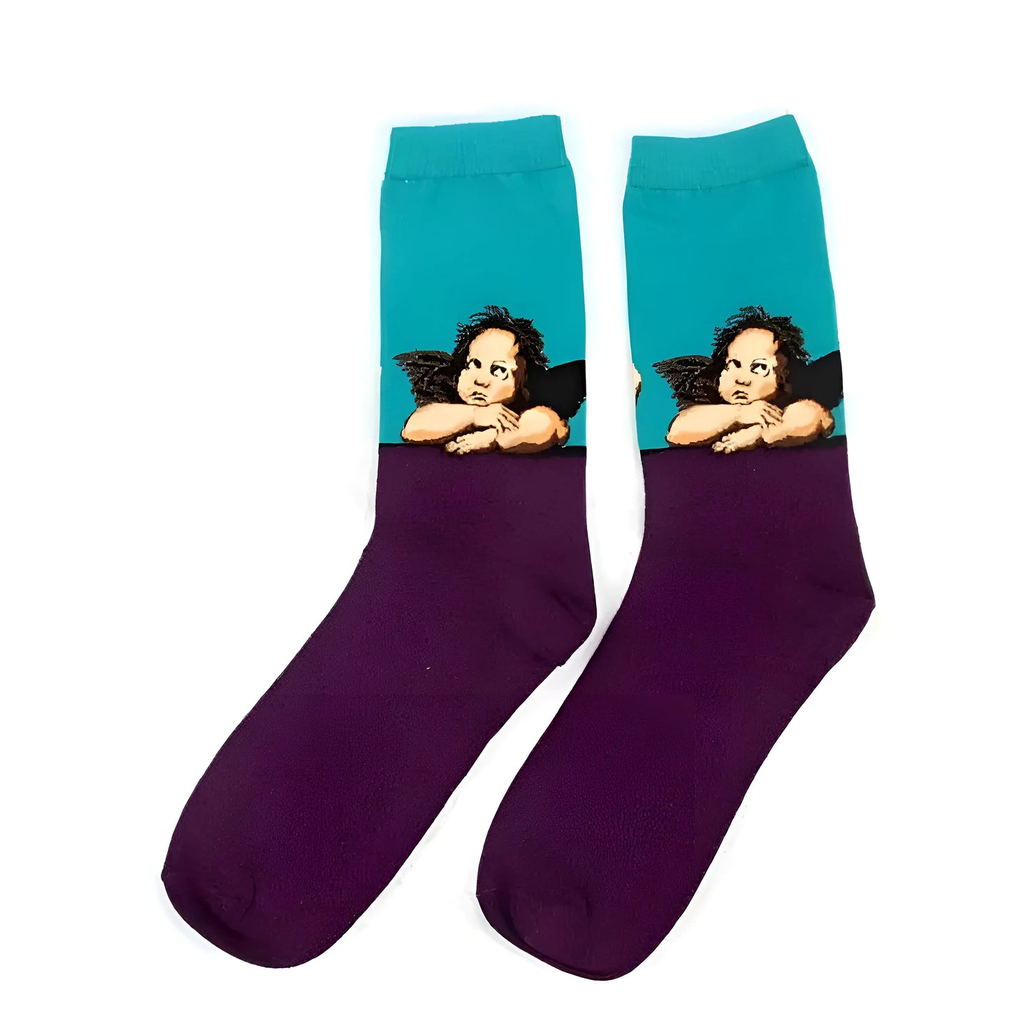 Violet Chaussettes longues avec des motifs artistiques