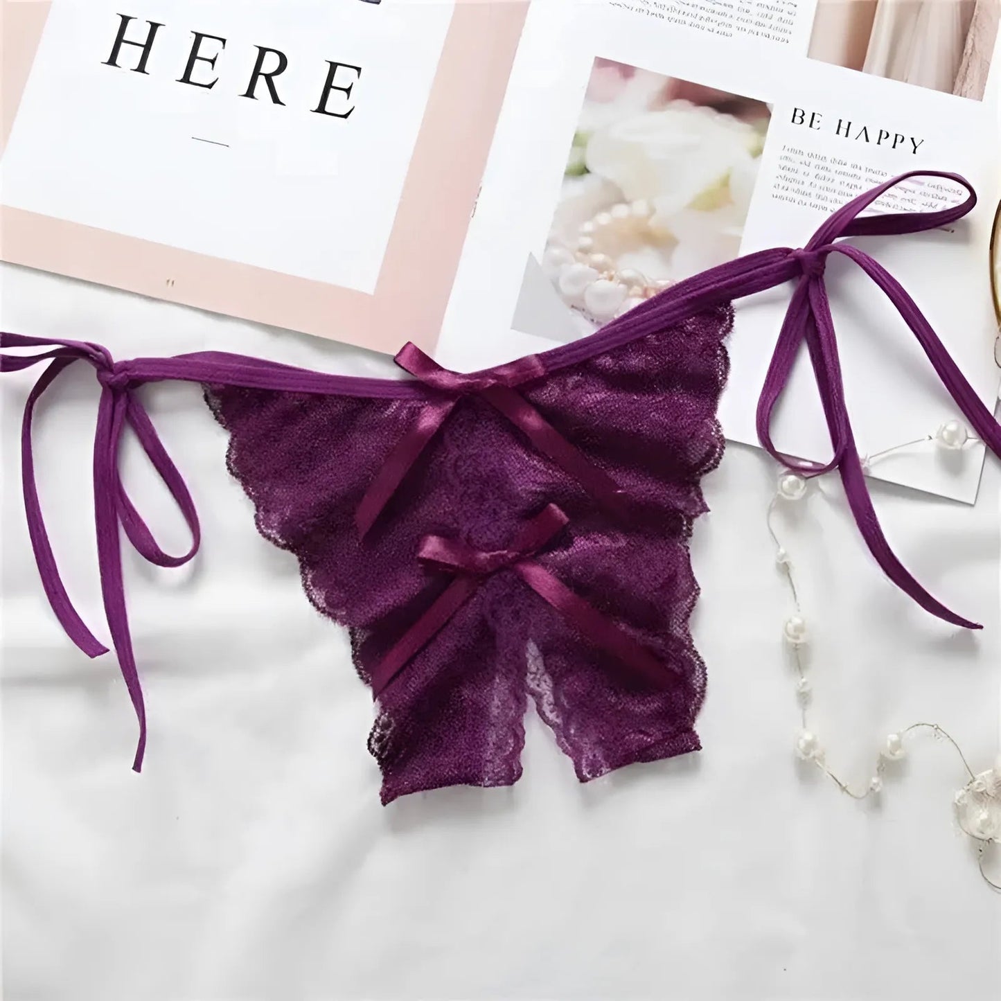 Violet Culotte à lacets avec nœud sur le côté