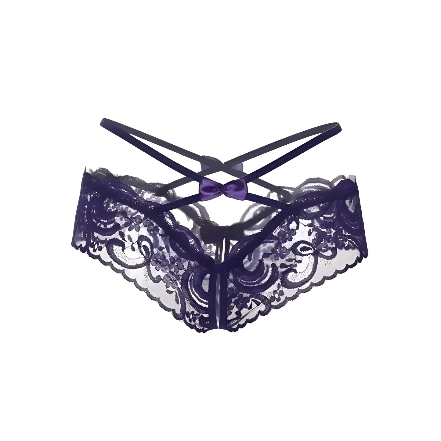 Violet Culottes en dentelle avec des bretelles décoratives