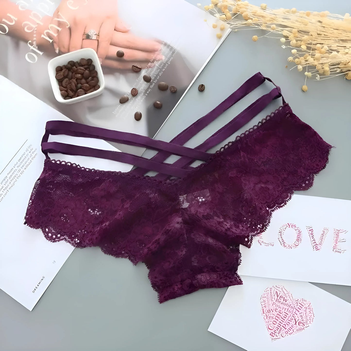 Violet Culottes en dentelle universelles avec des bretelles décoratives