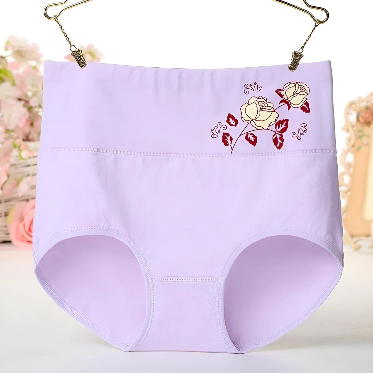 Violet Culottes taille haute avec rose décorative