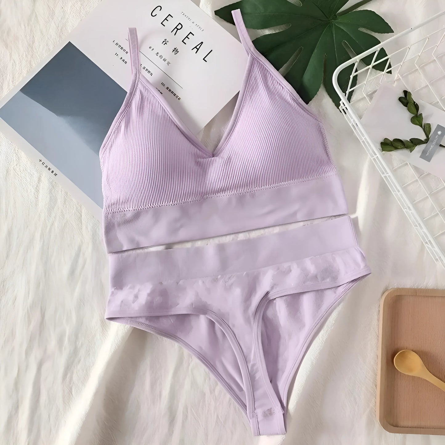 Violet Ensemble de lingerie côtelé