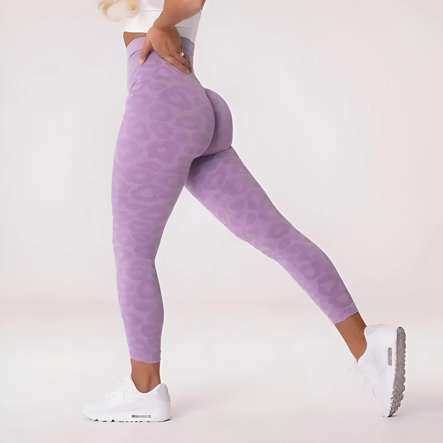 Violet Leggings de sport à imprimé léopard pour femmes