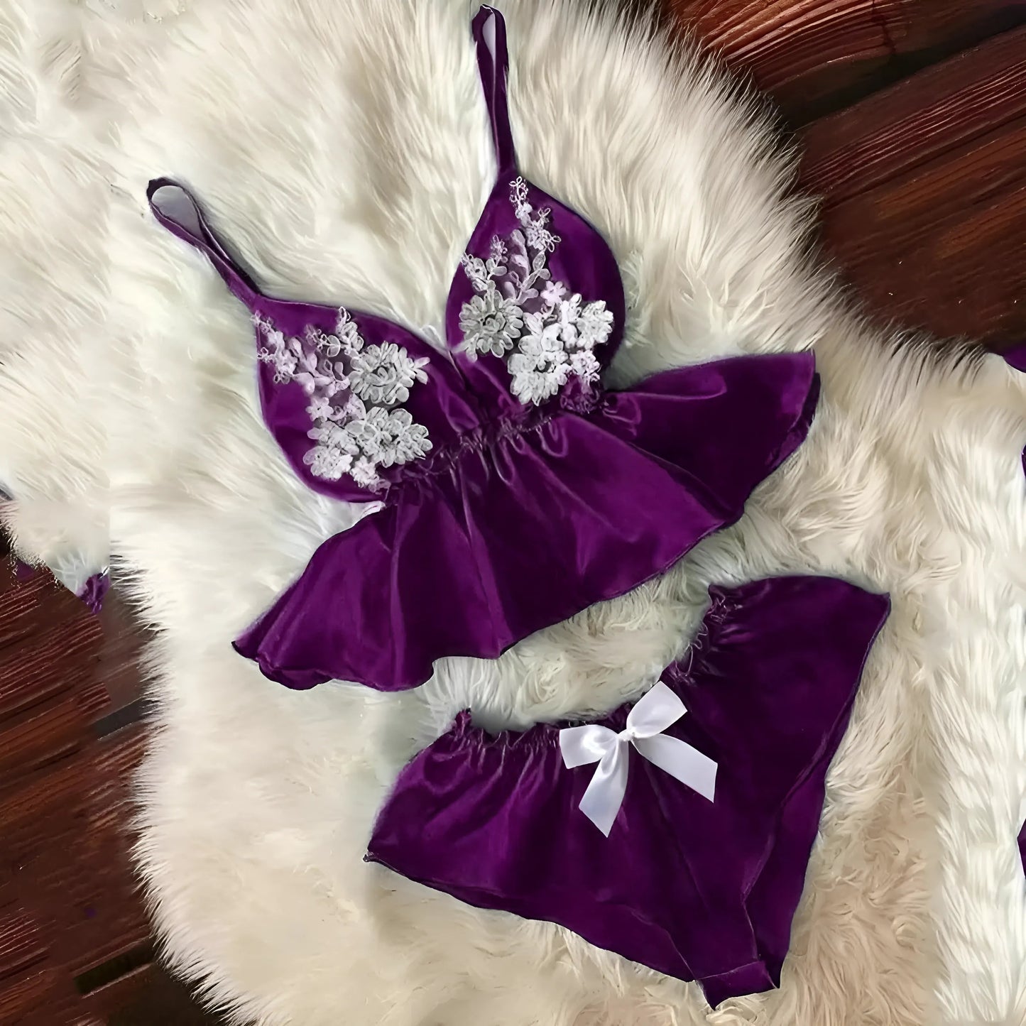 Violet Pyjamas pour femmes avec shorts courts