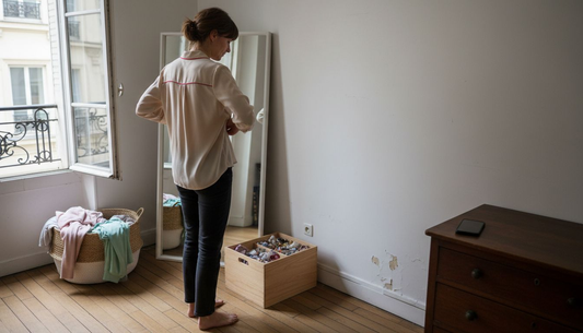 Une femme qui privilégie la lingerie discrète et confortable pour ses journées, afin de se sentir à l’aise et élégante sans compromis.