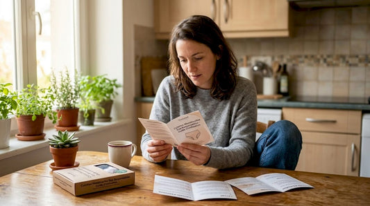 Une femme consulte un guide sur les culottes menstruelles