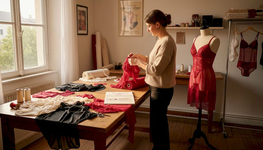 Confection de lingerie sur mesure réalisée à l’atelier par une créatrice passionnée