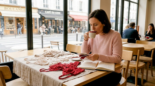 Une styliste passe en revue des ensembles de lingerie raffinés, attentive aux moindres détails et à l’élégance de chaque pièce.