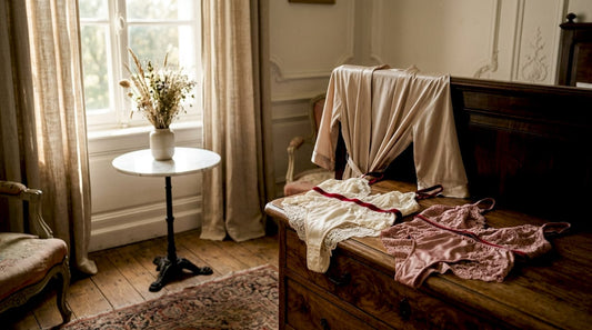 La collection de lingerie Valetta délicatement posée sur une chaise dans la chambre