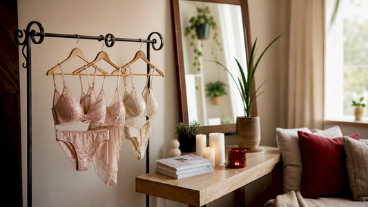Les collections de lingerie Valetta mises en valeur dans l’intimité d’une chambre chaleureuse.