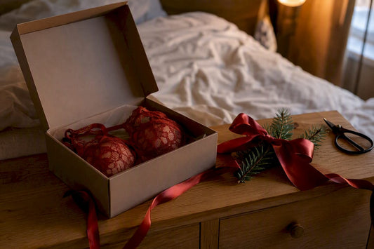 Coffret cadeau de lingerie de Noël avec ruban en satin