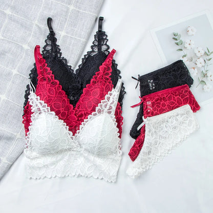 Ensemble Lingerie Sans Armatures en Dentelle Ultra-Fin