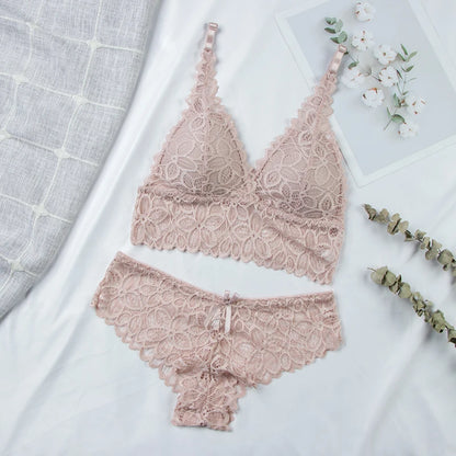 Ensemble Lingerie Sans Armatures en Dentelle Ultra-Fin