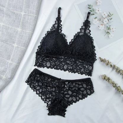 Ensemble Lingerie Sans Armatures en Dentelle Ultra-Fin