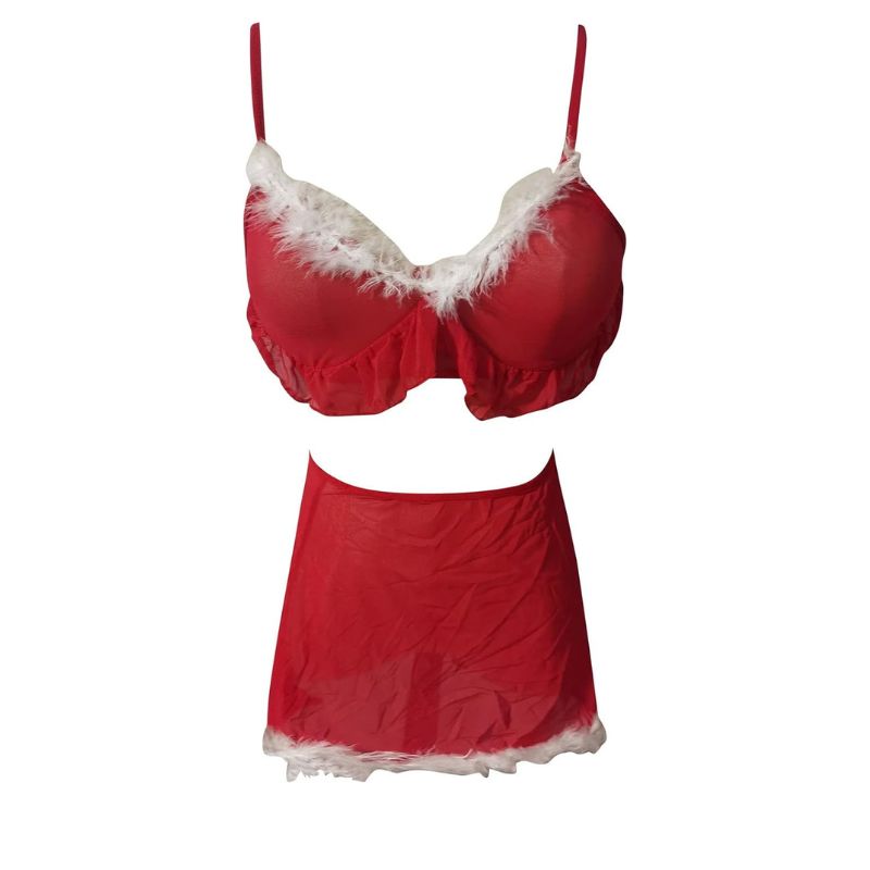 Ensemble de lingerie de Noël avec jupe et volants
