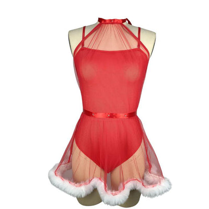 Ensemble de lingerie de Noël avec robe transparente