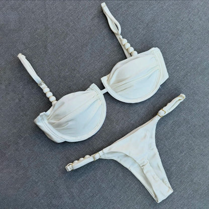 Bikini brillant deux pièces à bretelles réglables