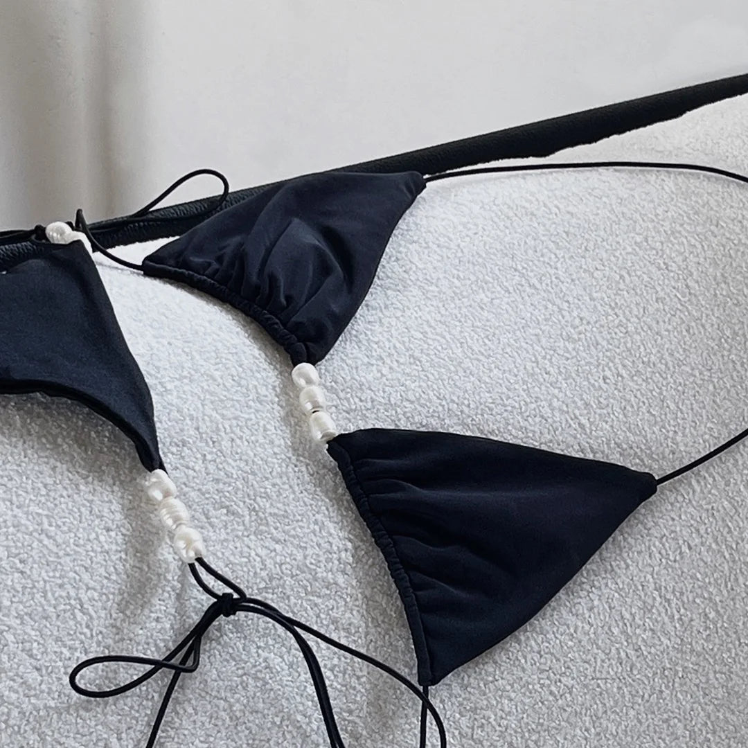 Bikini brillant deux pièces à bretelles réglables