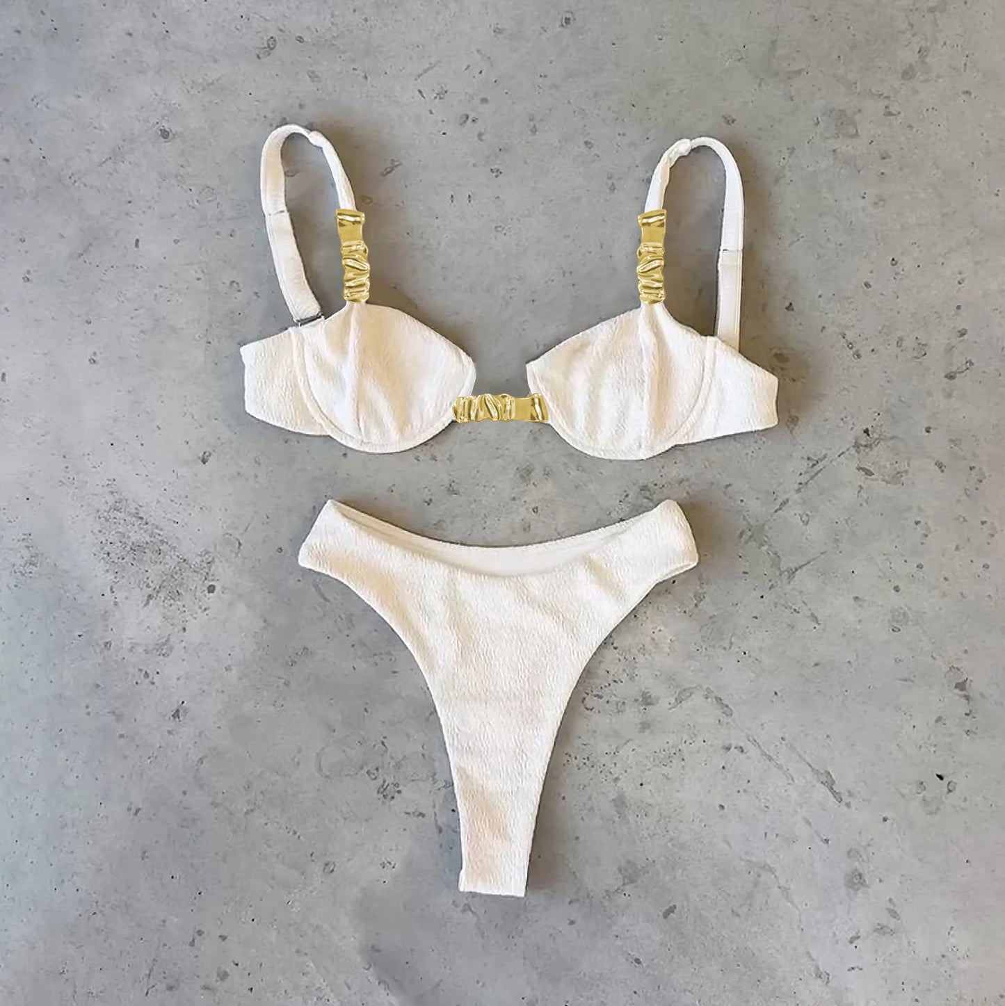 Bikini brillant deux pièces à bretelles réglables