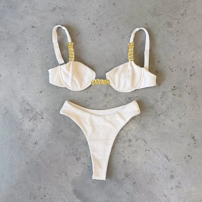 Bikini brillant deux pièces à bretelles réglables
