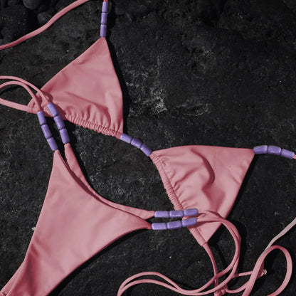 Bikini brillant deux pièces à bretelles réglables