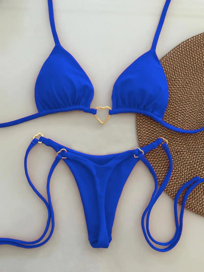 Bikini deux pièces avec détails cœurs dorés