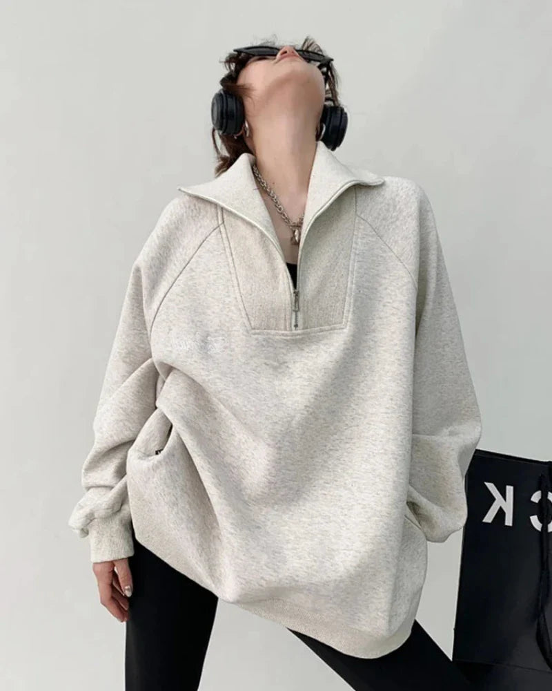 Sweat à capuche oversize avec fermeture éclair